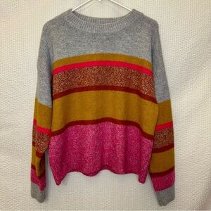 Lou & Grey for LOFT Women’s Gray Pink Orange Crewneck Sweater Size: XL